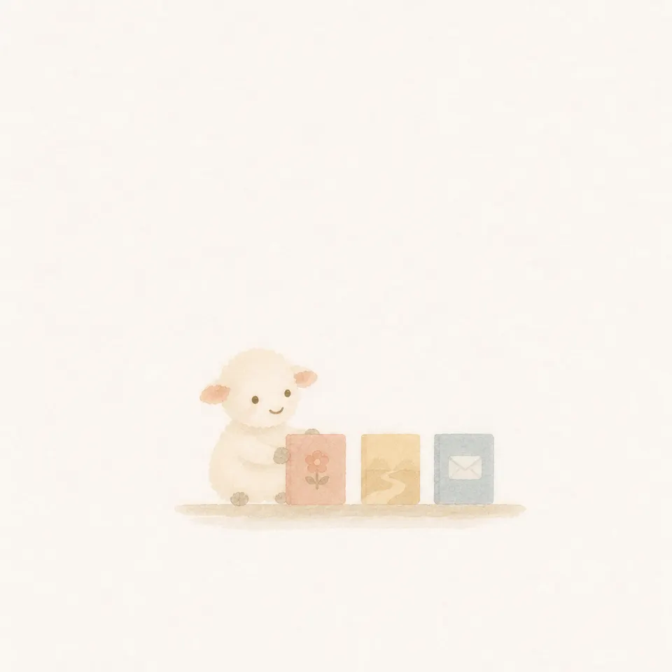 A watercolor of a lamb looking over a bookshelf of poetry, history, and letters