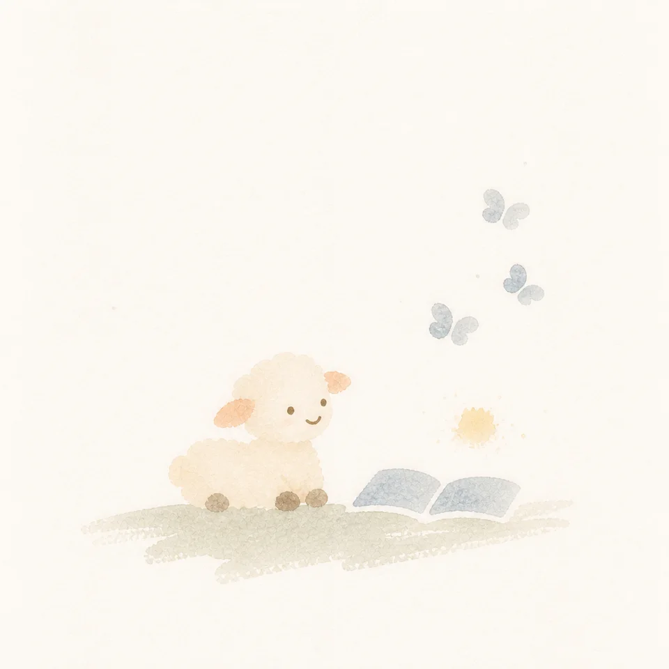 A watercolor of a lamb gently sending back the butterfly-like thoughts that flit in during prayer