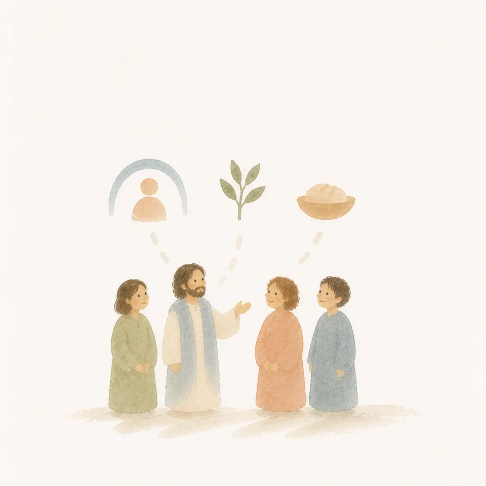 A watercolor of a priest pointing toward human dignity and peace, with no party flag